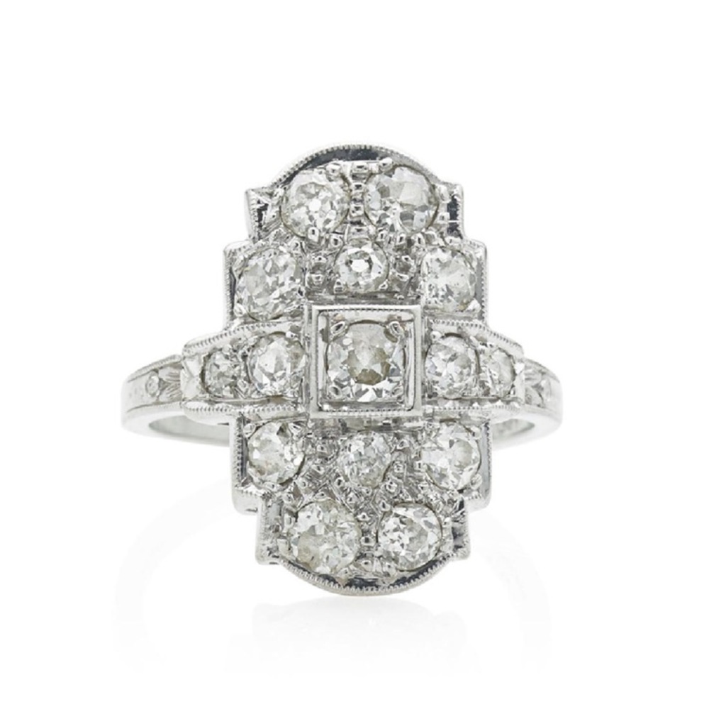Edwardian Diamond and Platinum Art Deco Ring